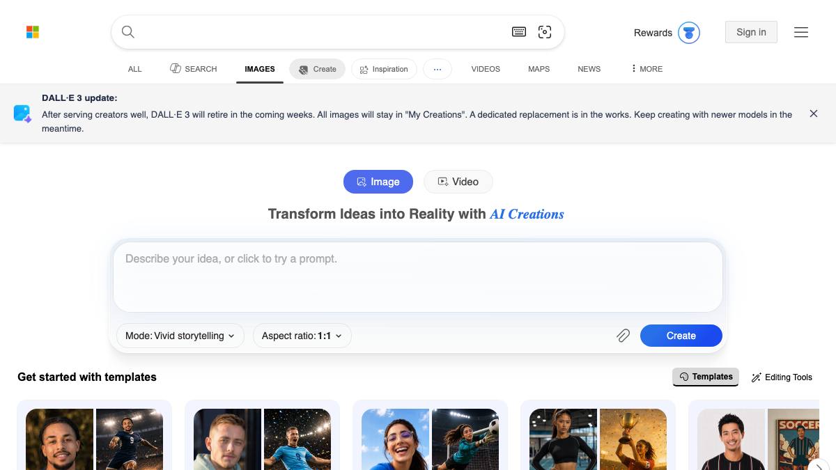 Bing Image Creator screenshot