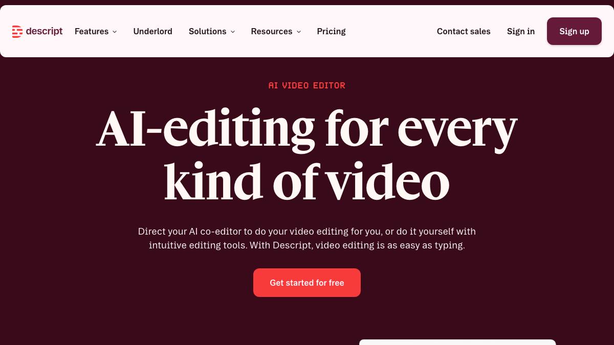 Descript screenshot