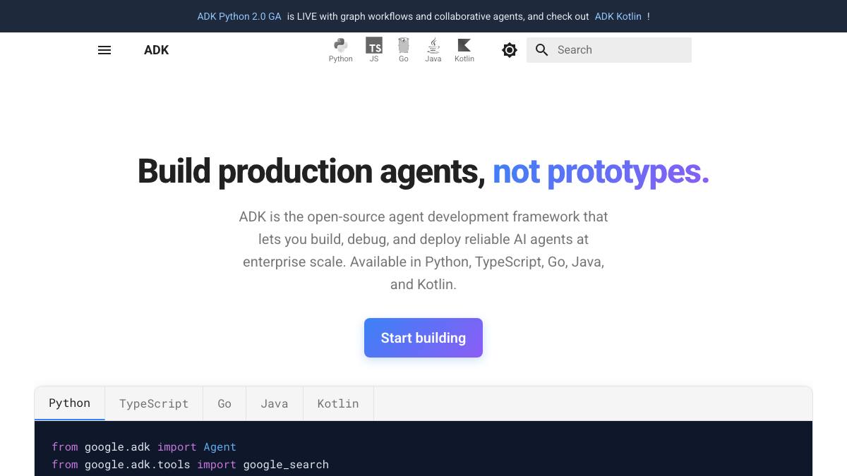 Google Agent Development Kit (ADK) screenshot