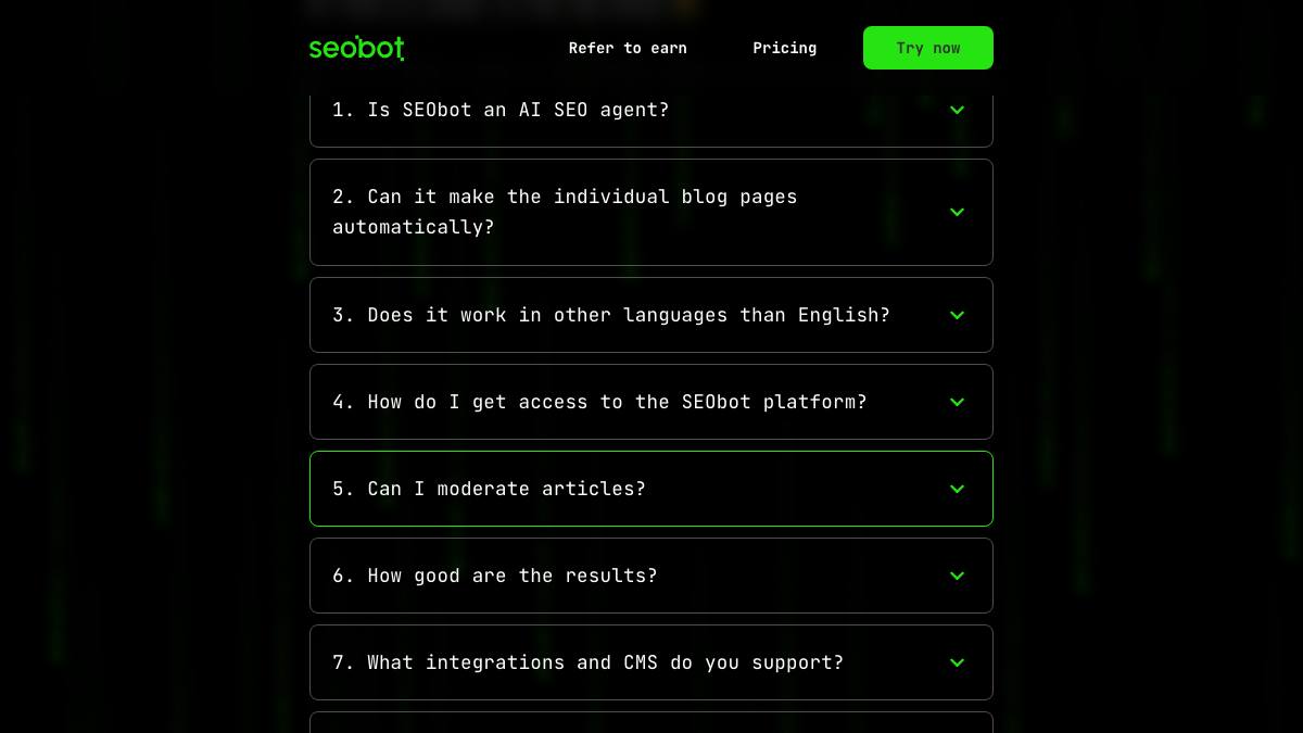 SEObot screenshot
