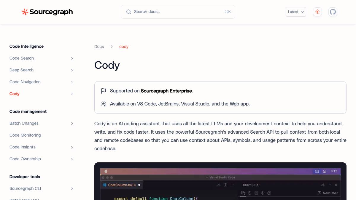 Sourcegraph Cody screenshot