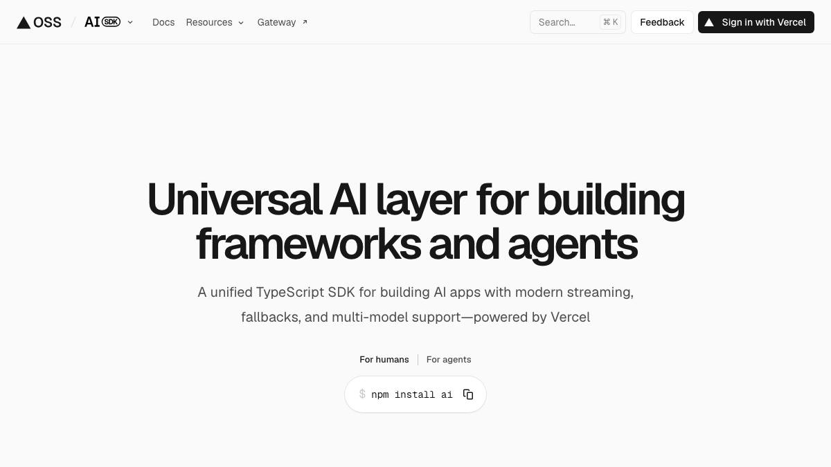 Vercel AI SDK screenshot
